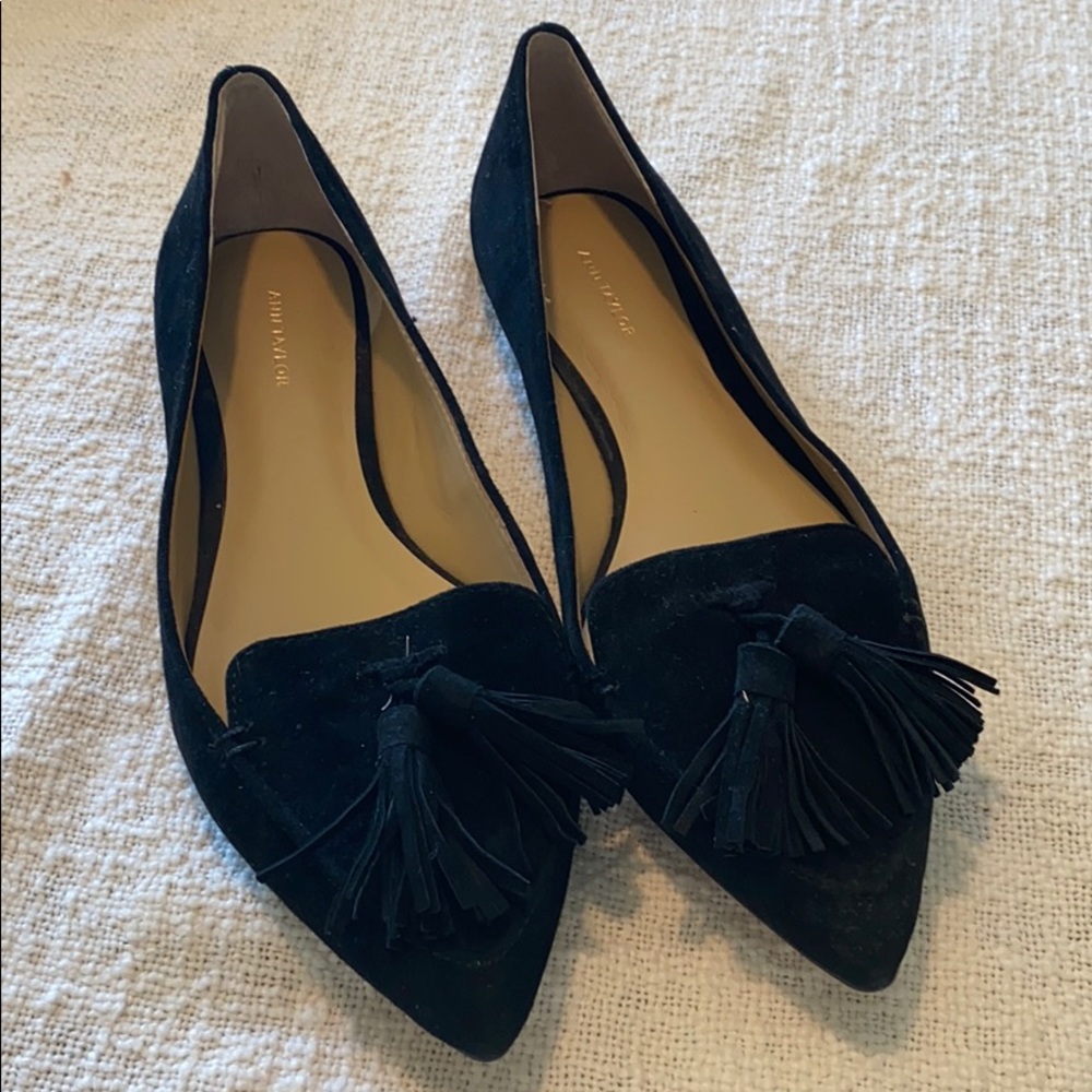 Ann Taylor Tasseled Black Suede Flats